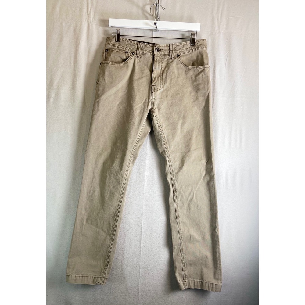 Prana Slim Fit Canvas Pants Mens 33x30 Tan Khaki Five Pocket Outdoor Trousers